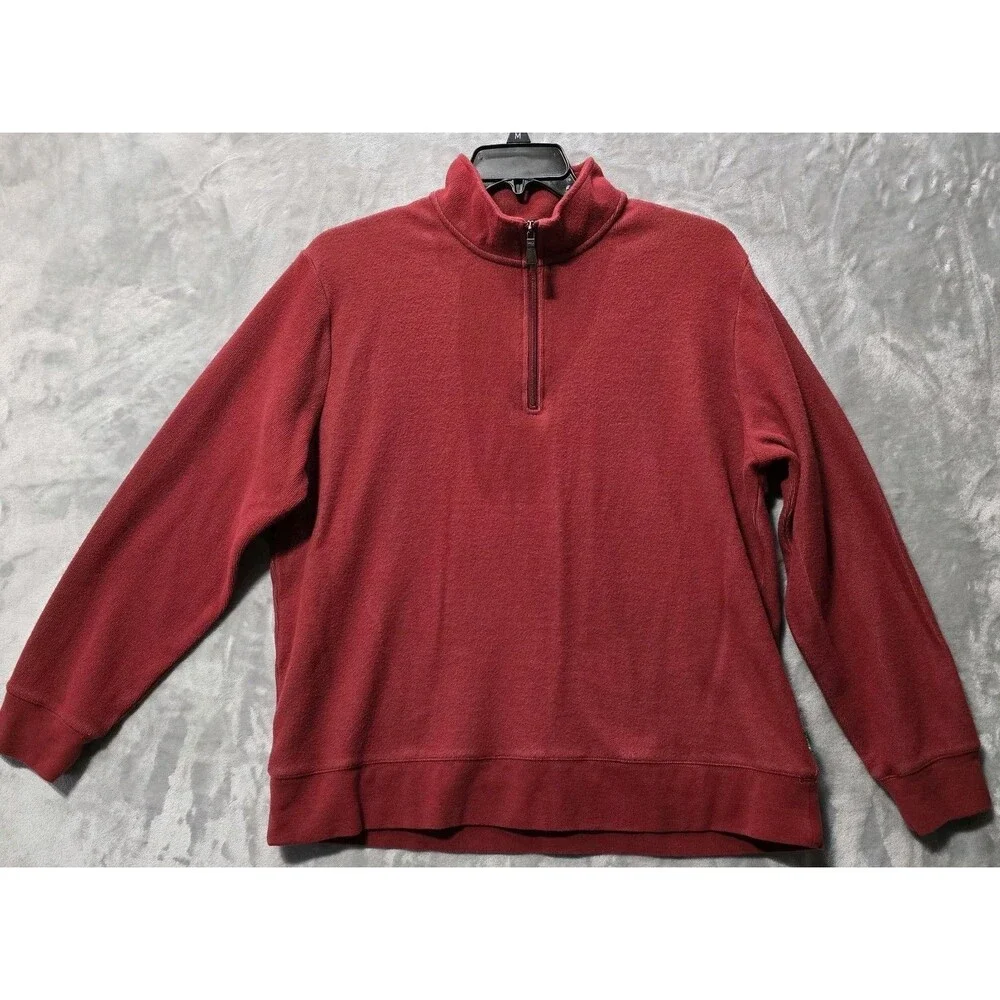 Orvis 1/4 Zip Pullover Sweater Mens XL Red Classic Outdoors Soft